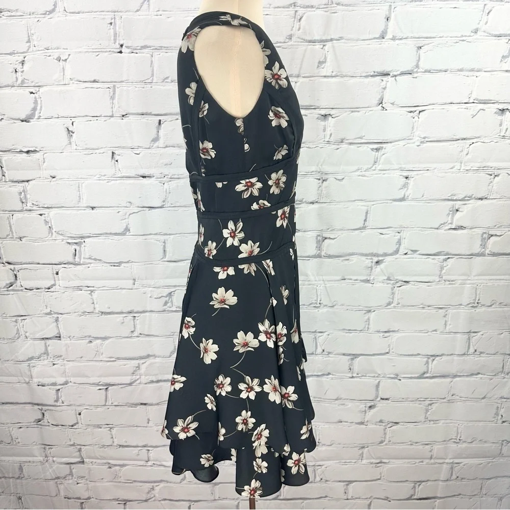 Zac Posen Womens Floral Chiffon Layered VNeck Dress Black Size 0 Sleeveless - Picture 3 of 15